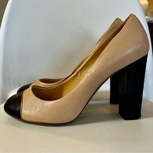 J. Crew Tan and Black Heels Timeless Elegance
